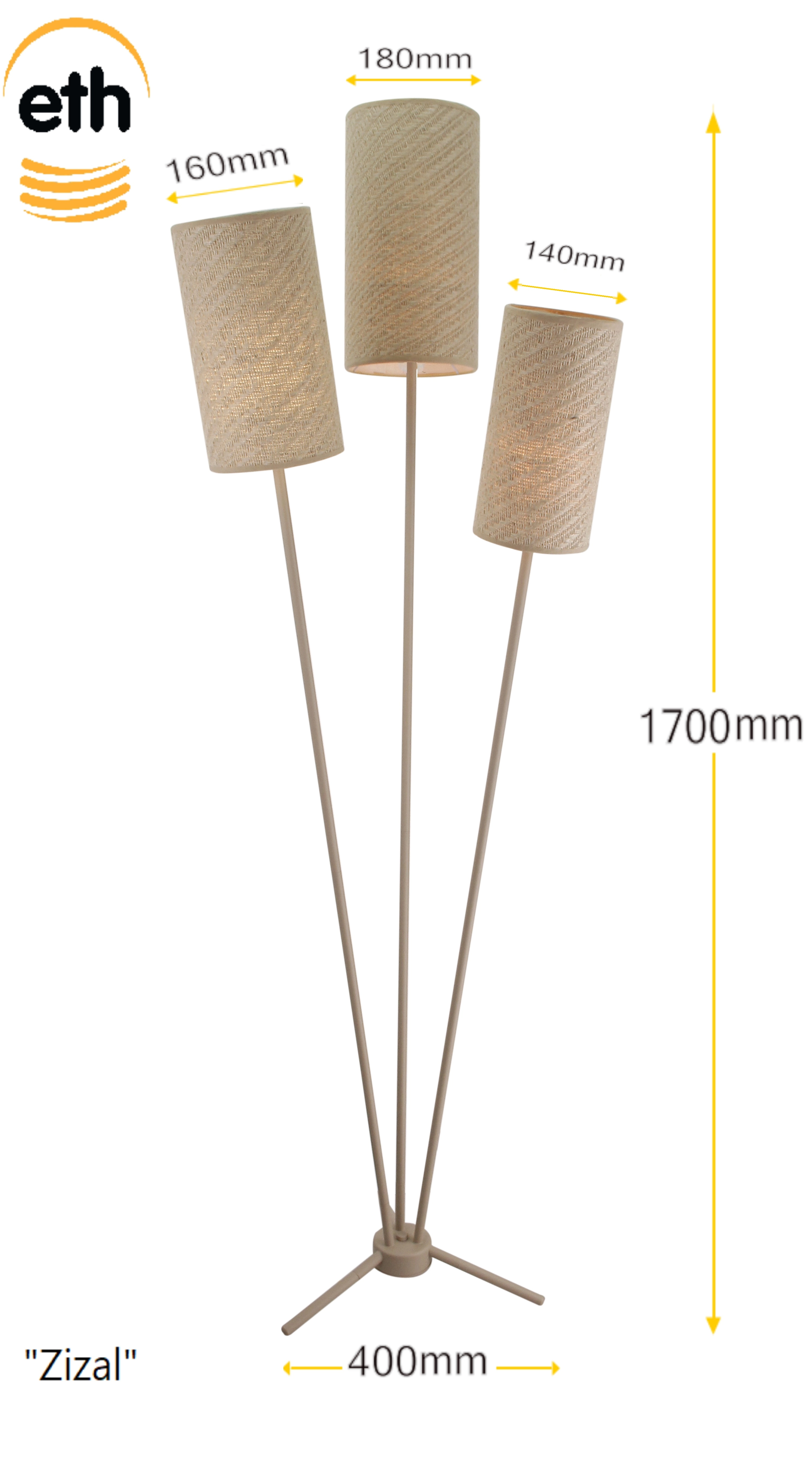 Lampe de pied en tissu Zizal ETH 8720195312659
