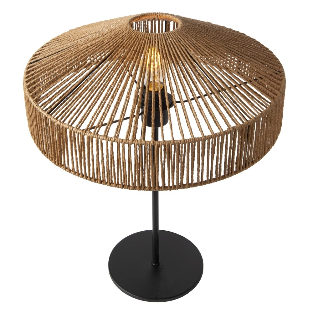 Lampe de table Yunkai Ø 40 cm noir avec rotin Lucide 5411212105721