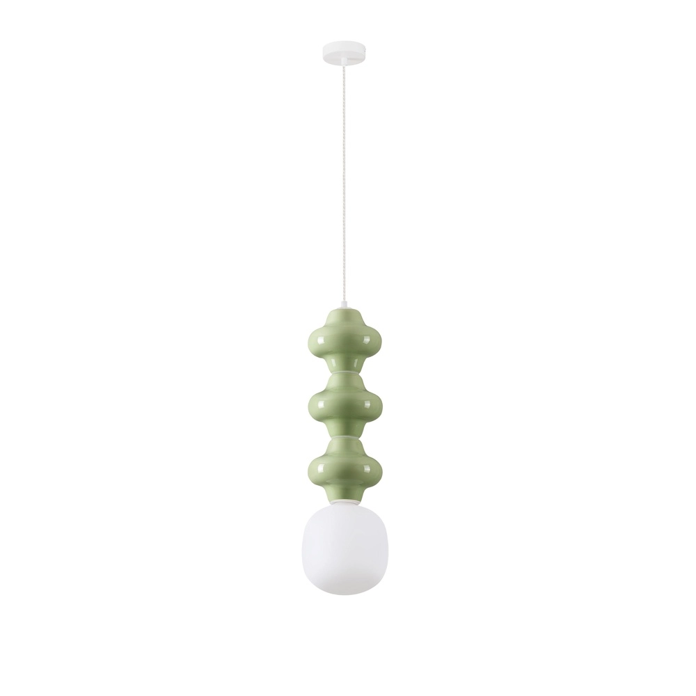 Suspension Clio L Céramique vert clair avec verre blanc Lyora 5212017461346