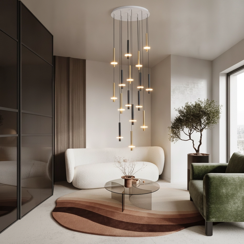 Lampe pendante de conception Noemi noir avec blanc et or Ø 72cm