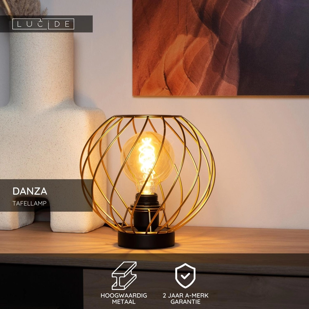 Lampe de table Danza Ø 25 cm d’or Lucide 5411212211583