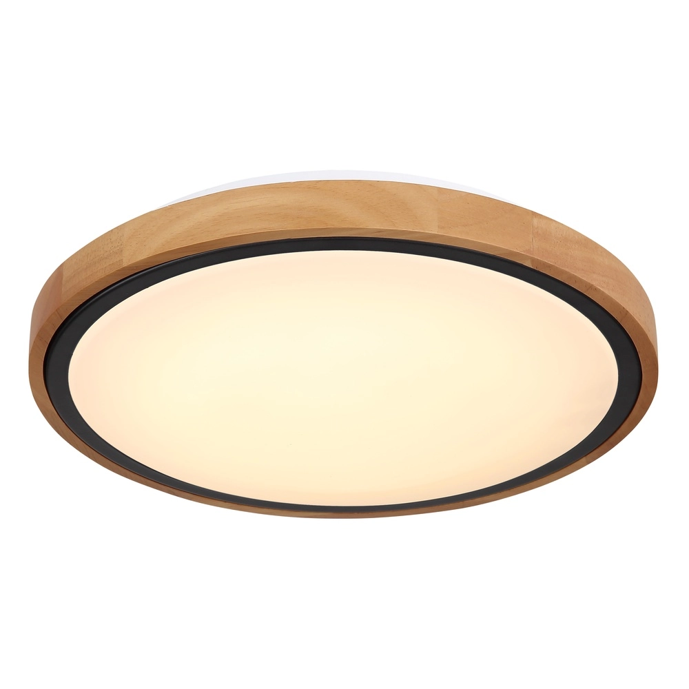 Lampe de plafond Bruno Ø 30,7 cm noir avec bois Globo 9007371430468