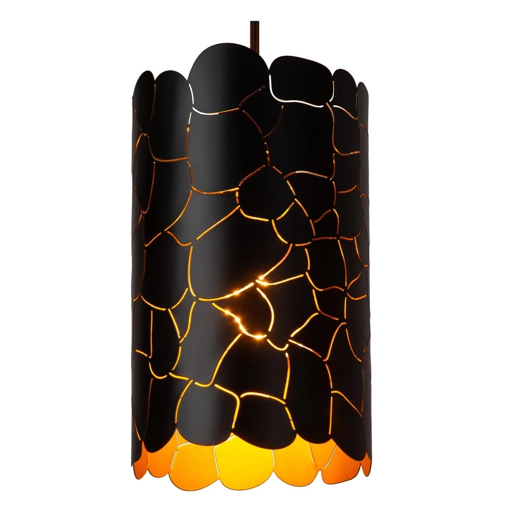 Lampe suspendue Almelo 3 couleurs noires claires avec or à l’intérieur Lucide 5411212211873