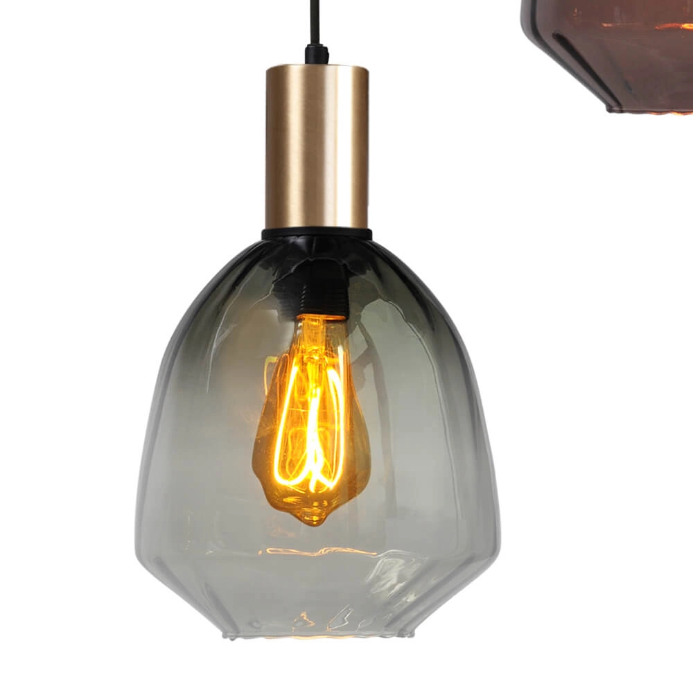 Suspension loft 3 lumières - or - Porto avec des lunettes Nicolette Masterlight 8718121270944