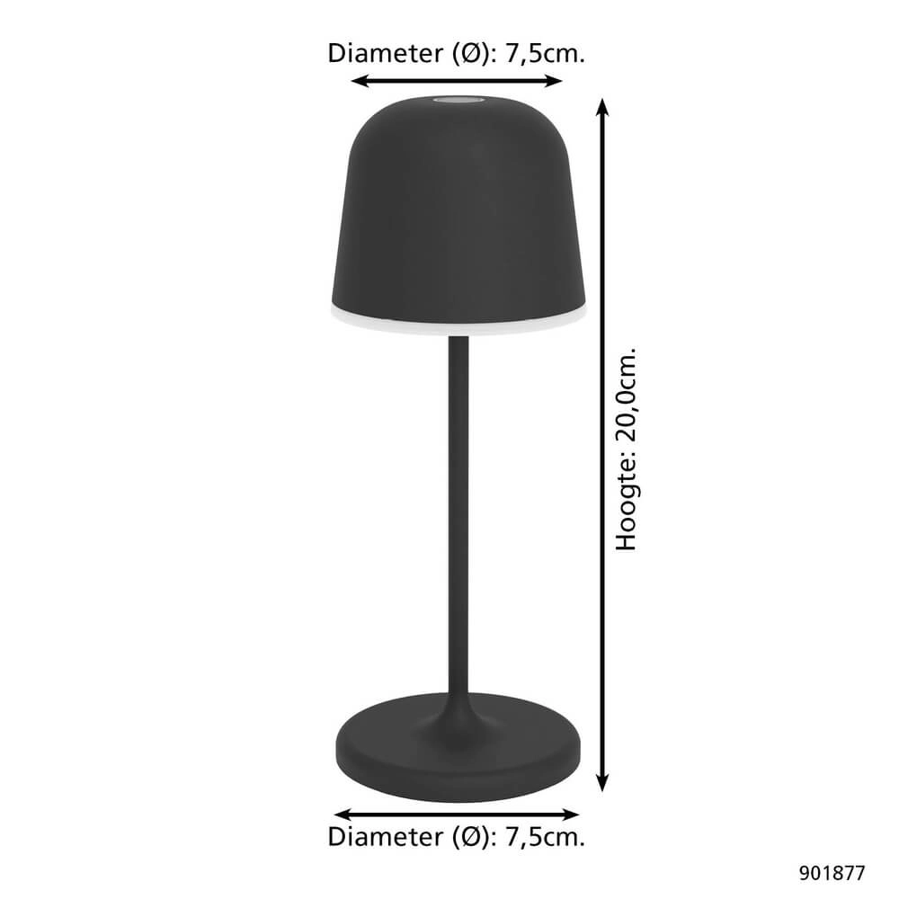 Lampe de table Mannera Noir rechargeable Eglo 9008606355518