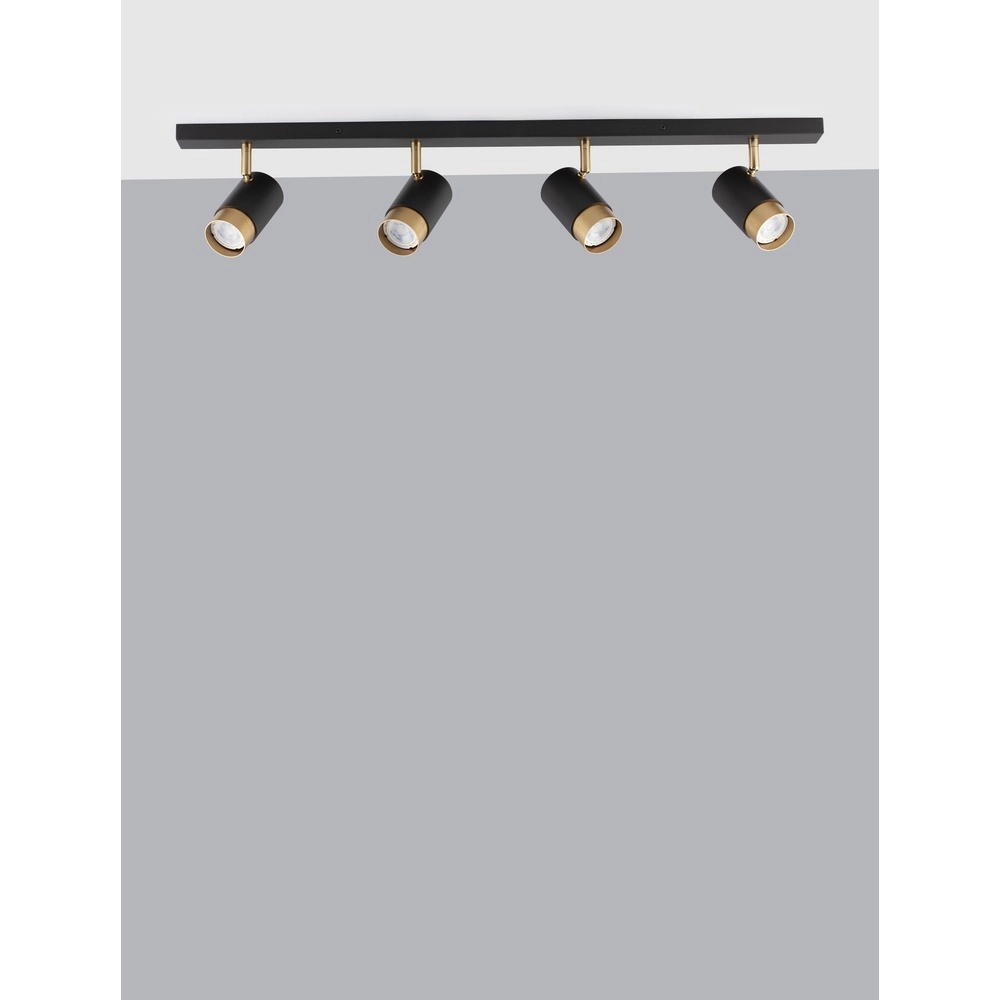 Spot de plafond Pogno 4 lumières noir avec or Lyora 5212017430861