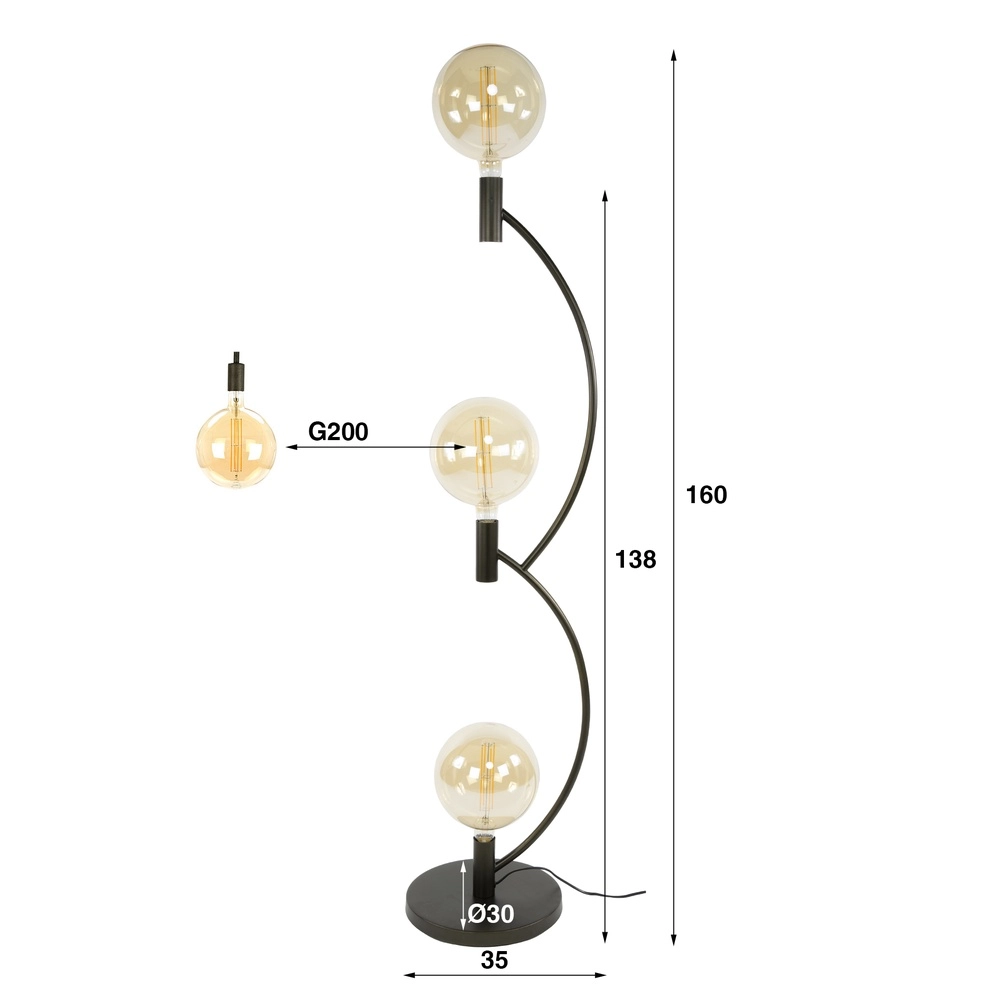 Lampe de pied à 3 lumières Arcus Lyora 8716803512993