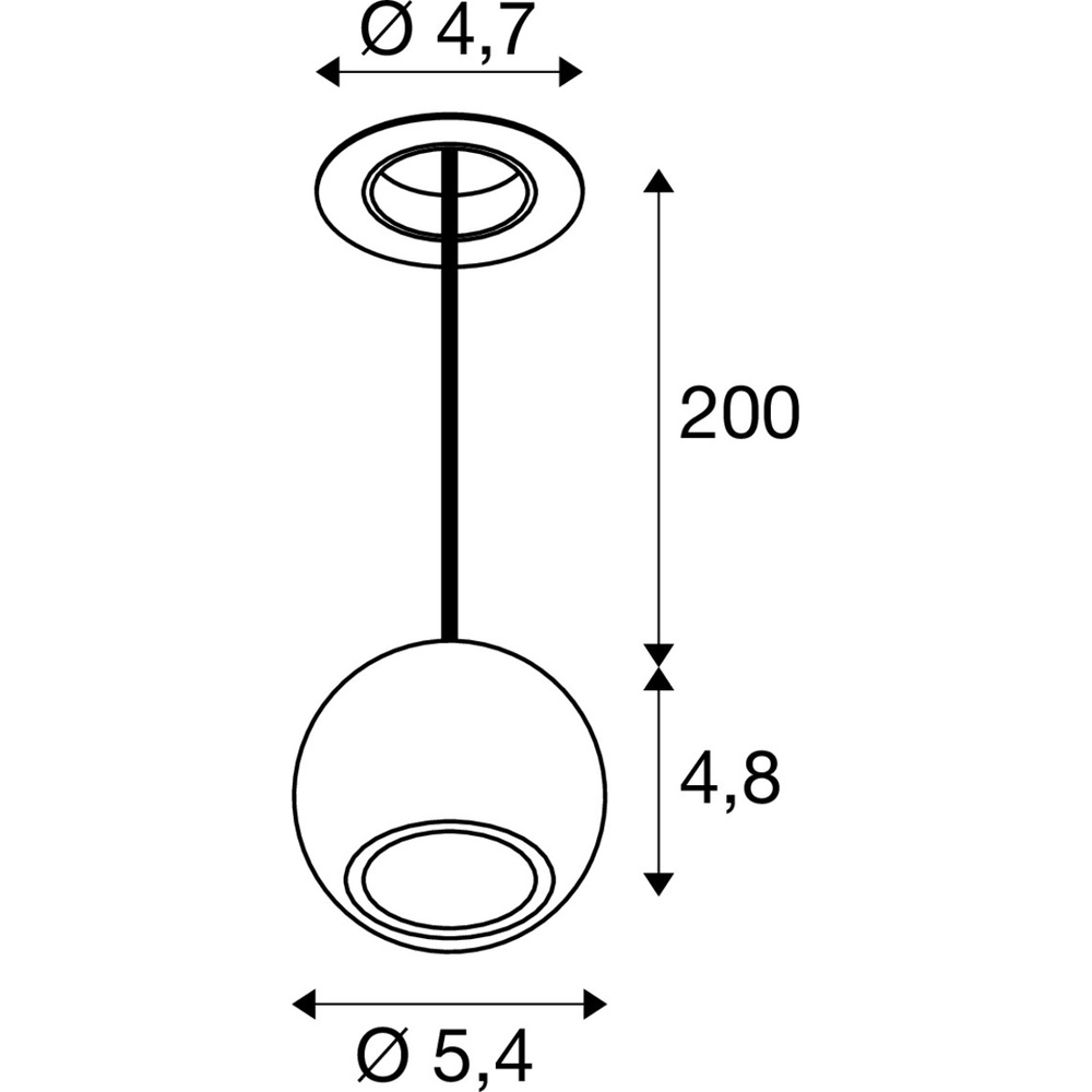 Suspension encastrée Dysko noir avec or SLV 4024163316651