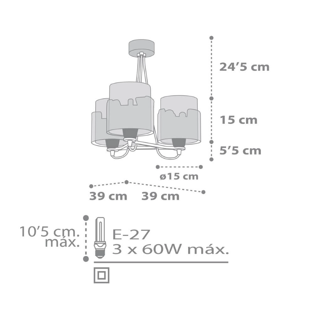 Lampe suspendue chambre d'enfant Baby Travel 3 lumières colorées Dalber 8420406616872