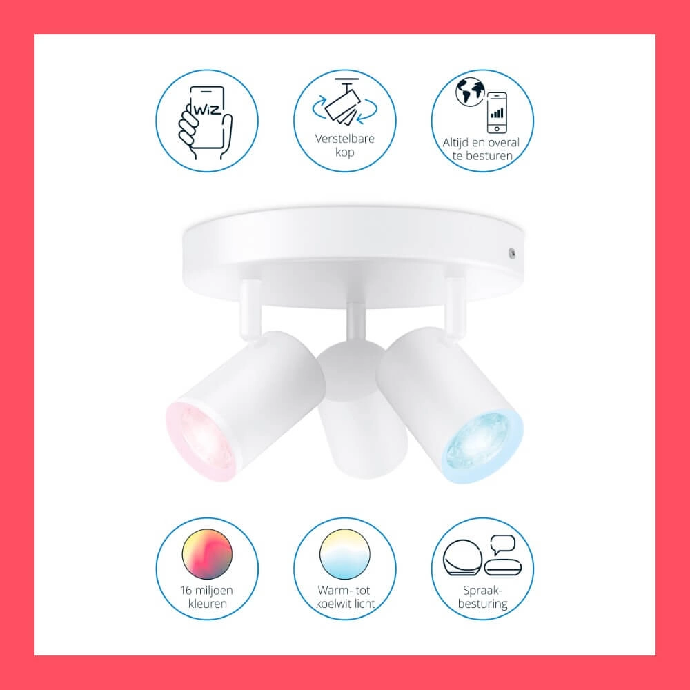 Spot en saillie 3 lumières Imageo intelligent - blanc WiZ 8719514554511