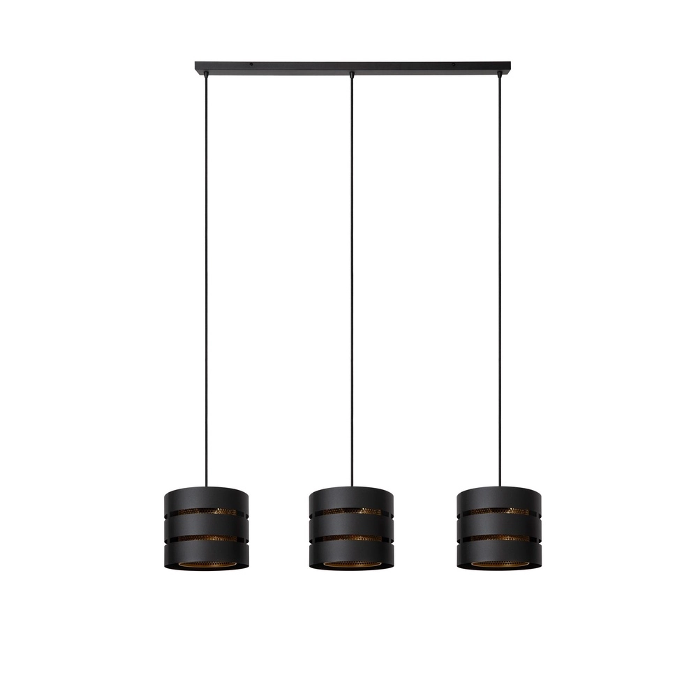 Lampe suspendue Rosas 3 noir clair avec or