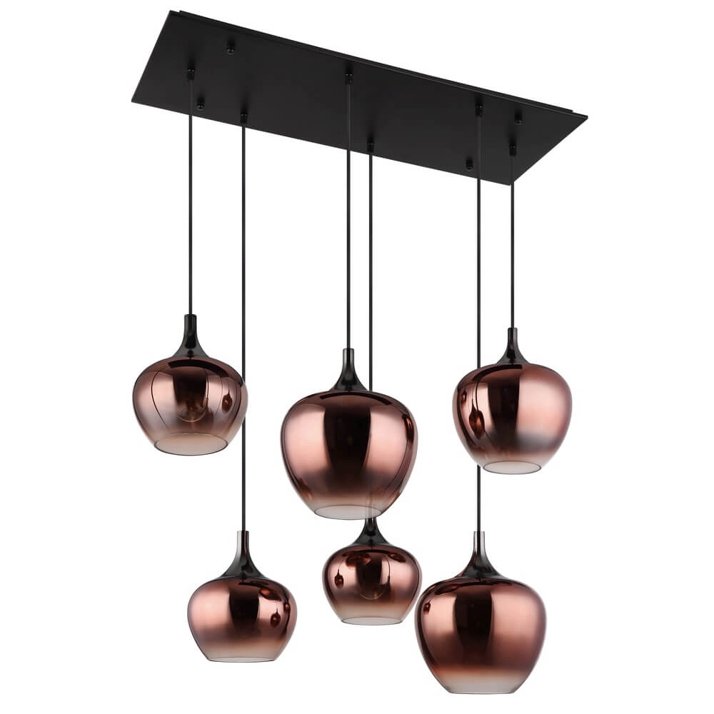 Suspension noire Maxy avec verre rouge 6 lumières Globo 9007371450985