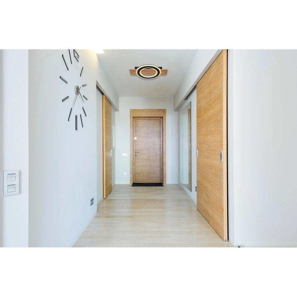 Lampe de plafond à design Jayden noir avec bois Globo 9007371465408