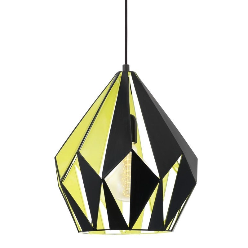 Lampe à suspension Carlton 1 31cm noir avec cuivre vert