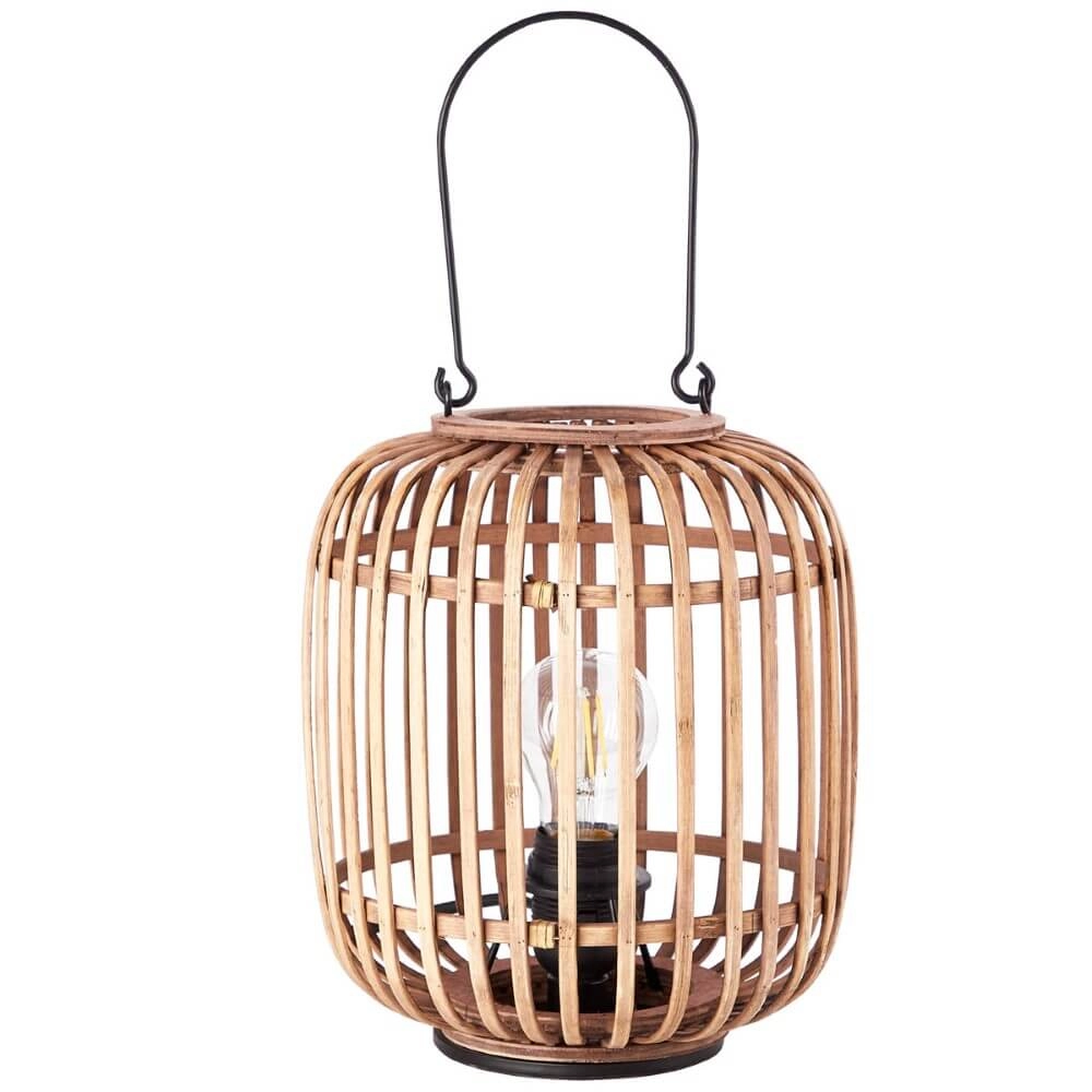 Lampe de table rurale Woodrow bois marron avec bois noir Brilliant 4004353357428