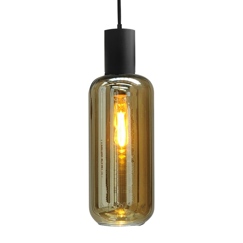 Lampe suspendue noire Bounty avec verre cylindrique Masterlight 8718121248448