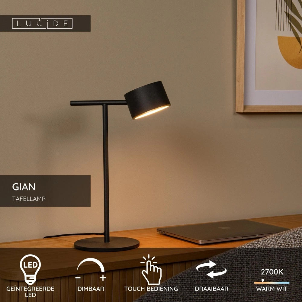 Lampe de table Gian Noir Lucide 5411212441980