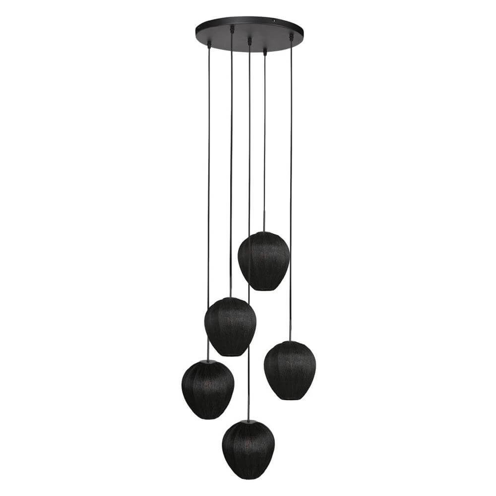 Suspension 5 lumières HaloSwap Casquettes rondes noires et noires Suspension 5 lumières HaloSwap Casquettes rondes noires et noires