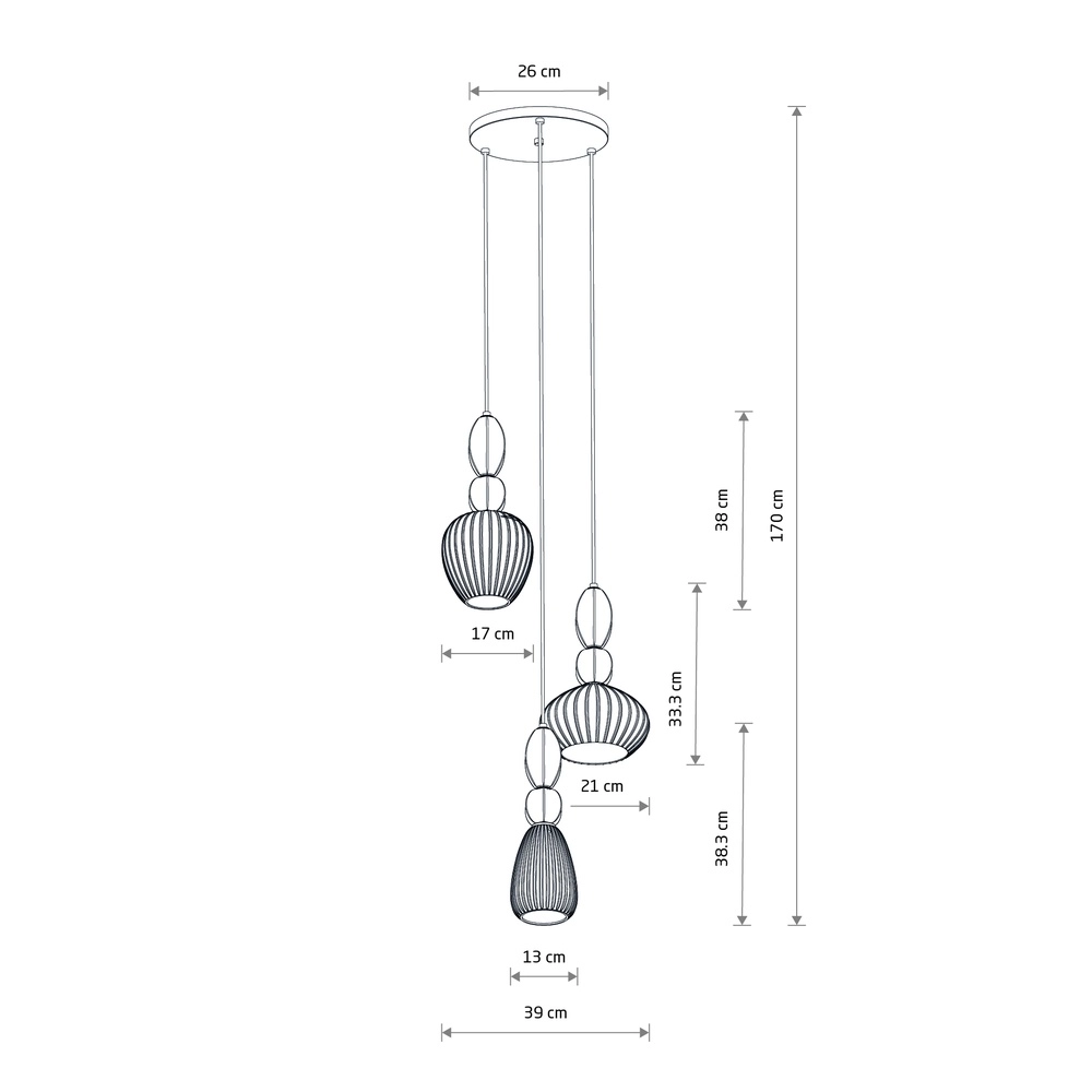 Lampe pendante de conception Corals 3-lumière Lyora 5903139119757
