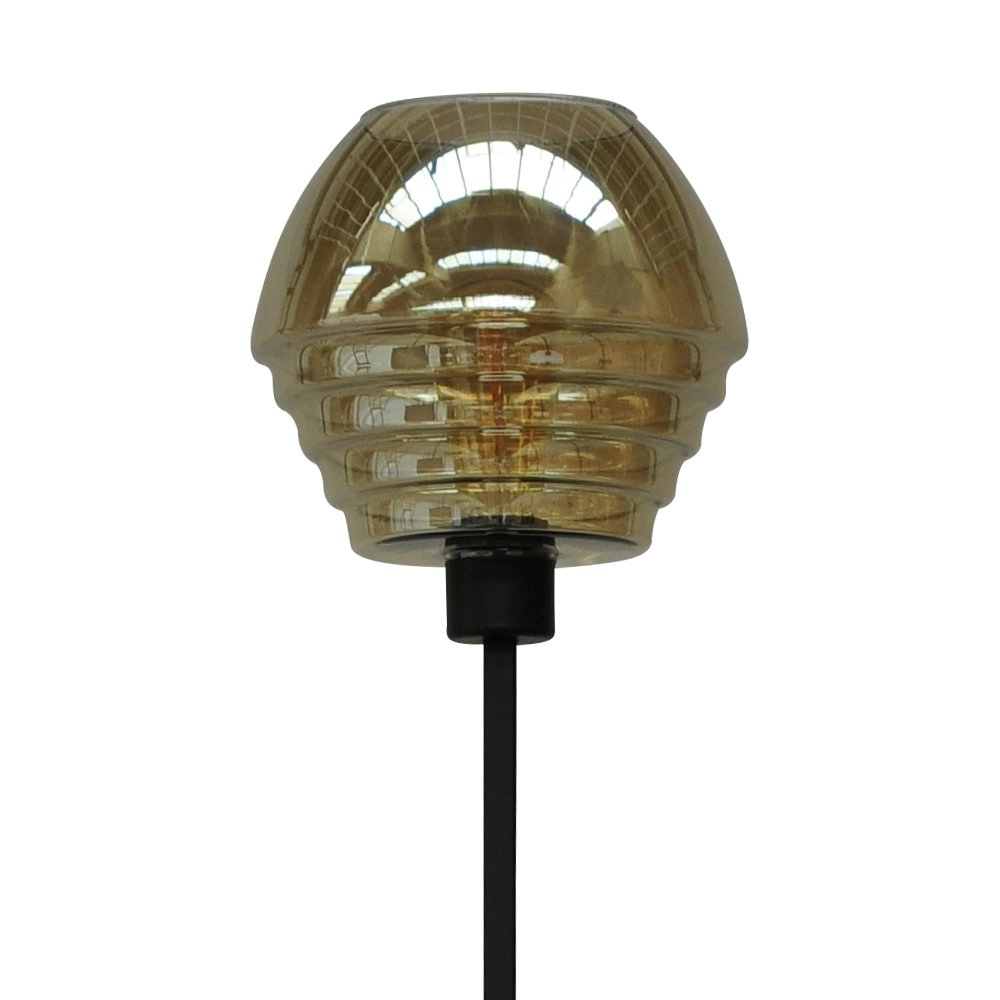 Lampadaire noir Quinto Smoke avec verre rayé fumé Masterlight 8718121216485