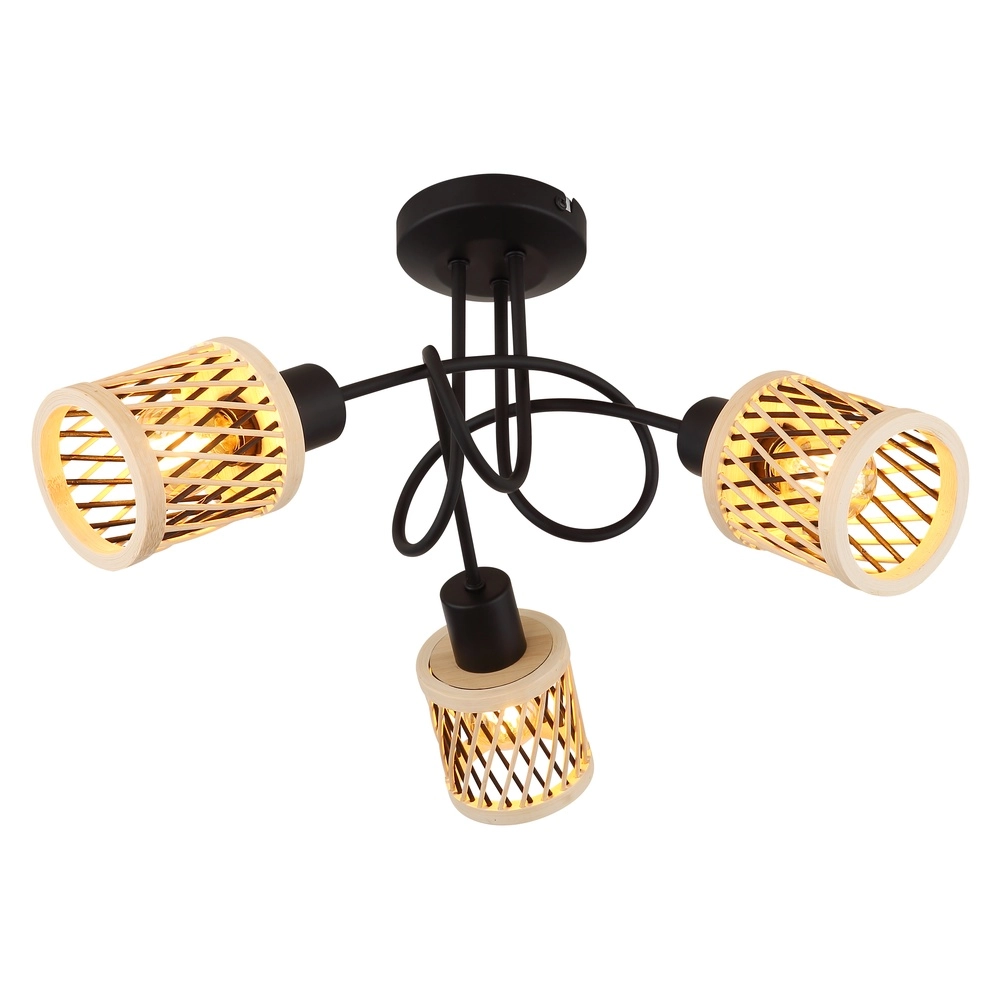 Lampe de plafond à 3 lumières Mali Noir