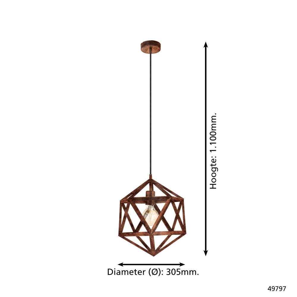 Lampe à suspension Embleton 30,5cm cuivre antique Eglo 9002759497972