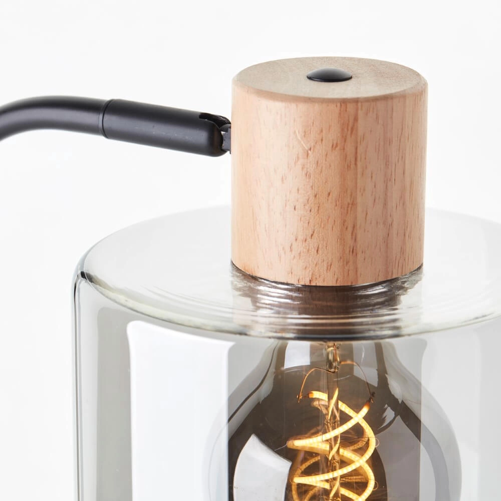 Lampe de table Weald noir avec du bois Brilliant 4004353419263