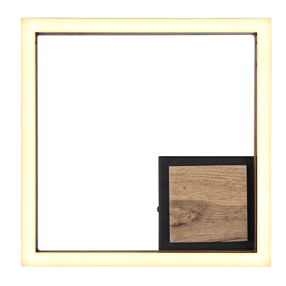 Lampe de plafond Beatrix Carré noir avec bois Globo 9007371451401