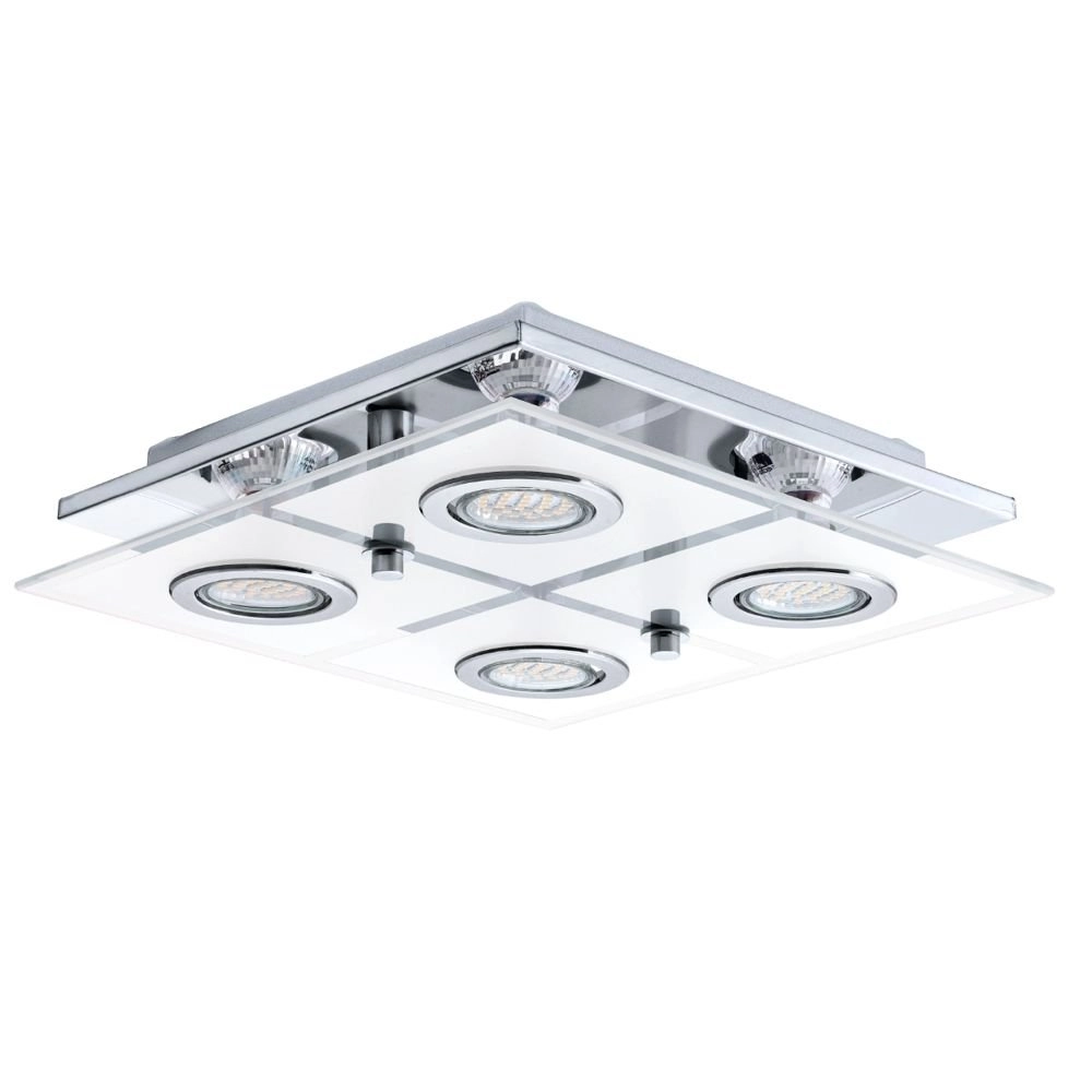 LED plafonnier Cabo Square 4x3w - 3000K - 29cm chromé