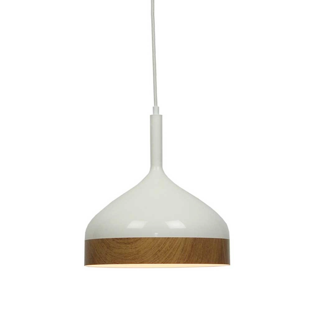 Suspension Ø 45cm Moondrop 30cm blanc avec bois marron