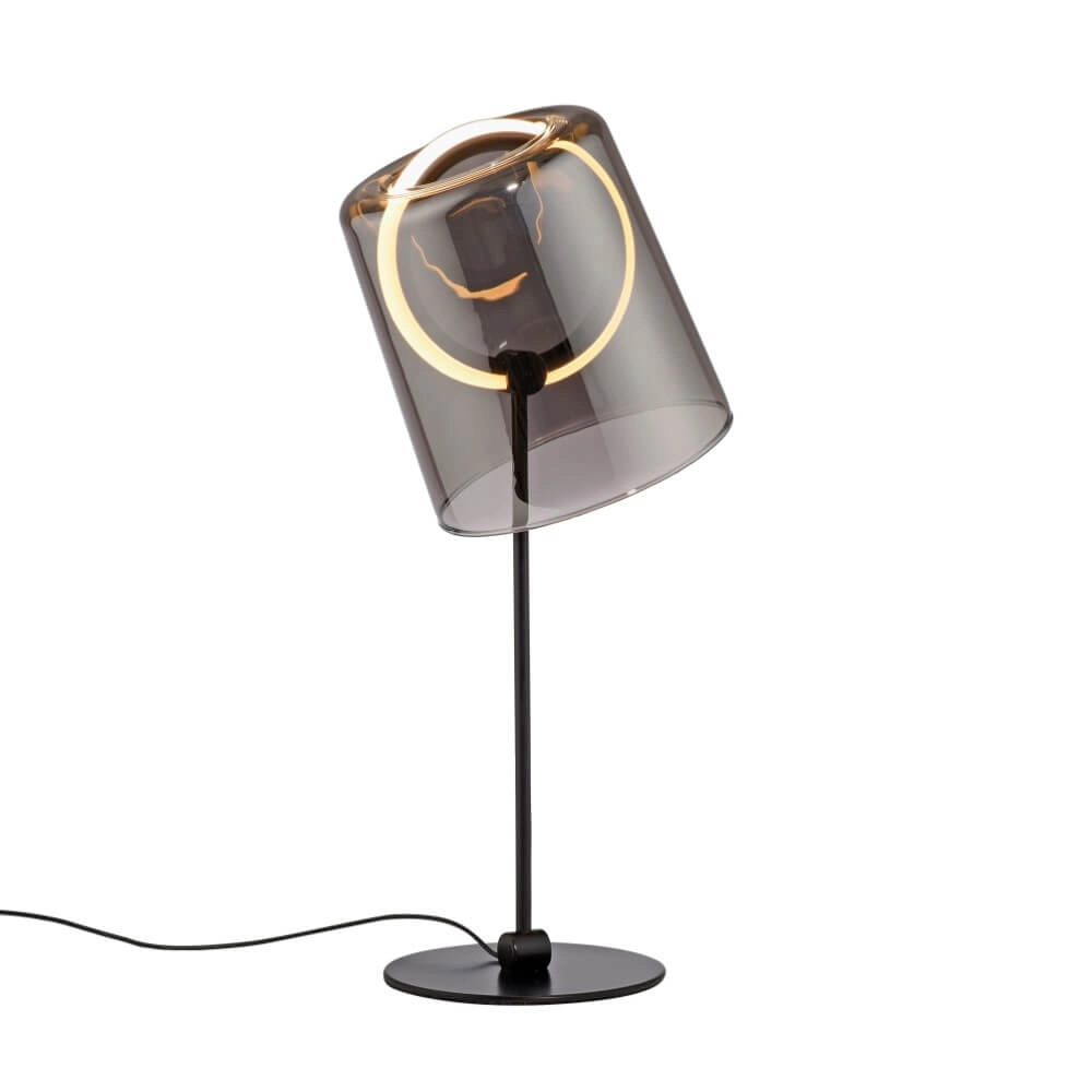 Lampe de table Zula noir avec verre fumé Lampe de table Zula noir avec verre fumé