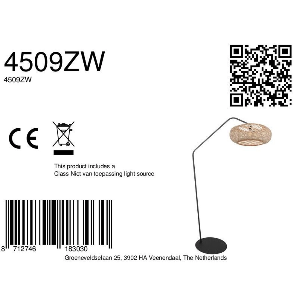 Lampe à arc ZigZag avec capot en rotin Steinhauer 8712746183030