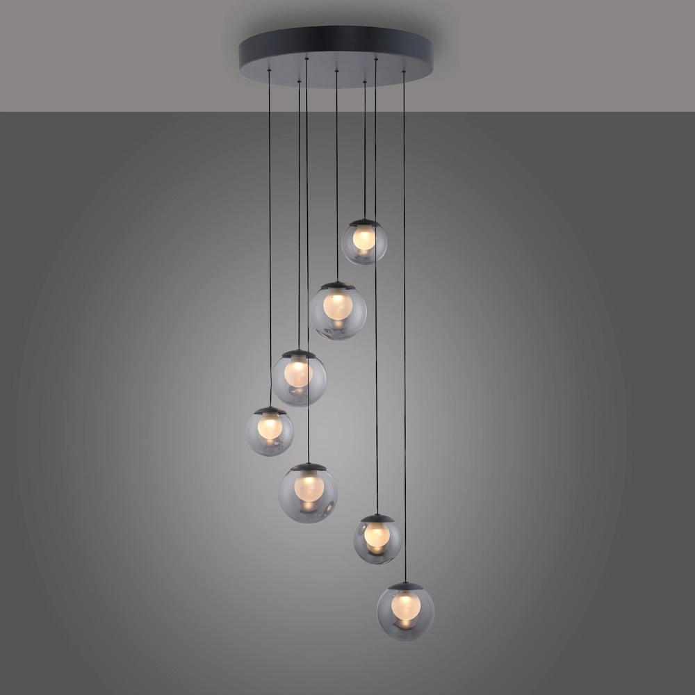 Lampe suspendue à 7 lampes Pure Popup Gris mystique Paul Neuhaus 4012248396674