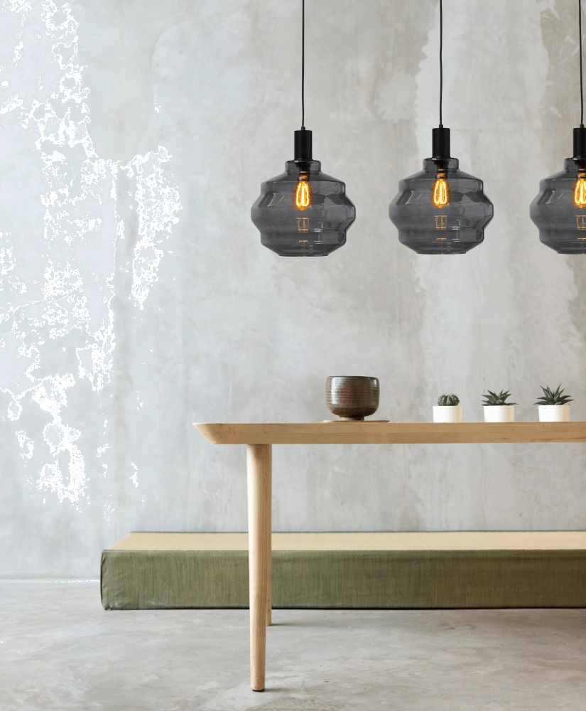 Lampe suspendue 3 lumières - noire - Porto avec verres à fumée Ball - Ø 30cm Masterlight 8718121269498