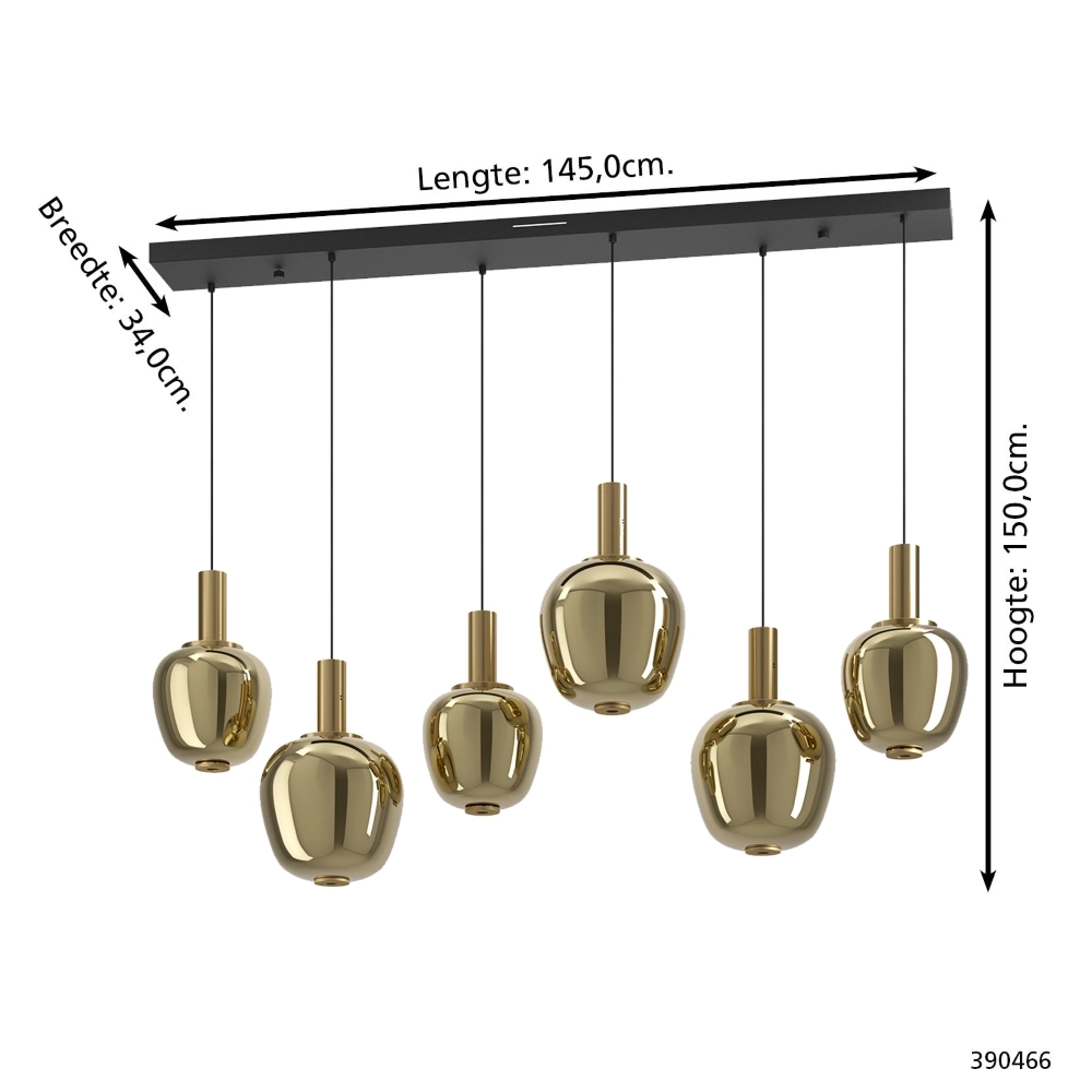 6-light pendant lamp Fruitera Gold design Stars of Light 9008606360062