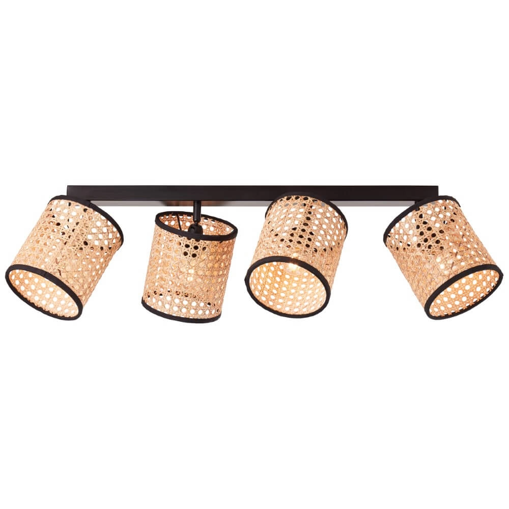 Taches Wiley 4 lumières noir avec rotin