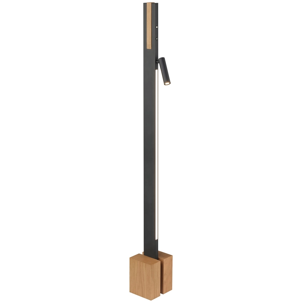 Lampadaire de conception Streamline noir avec bois Brilliant 4004353463624