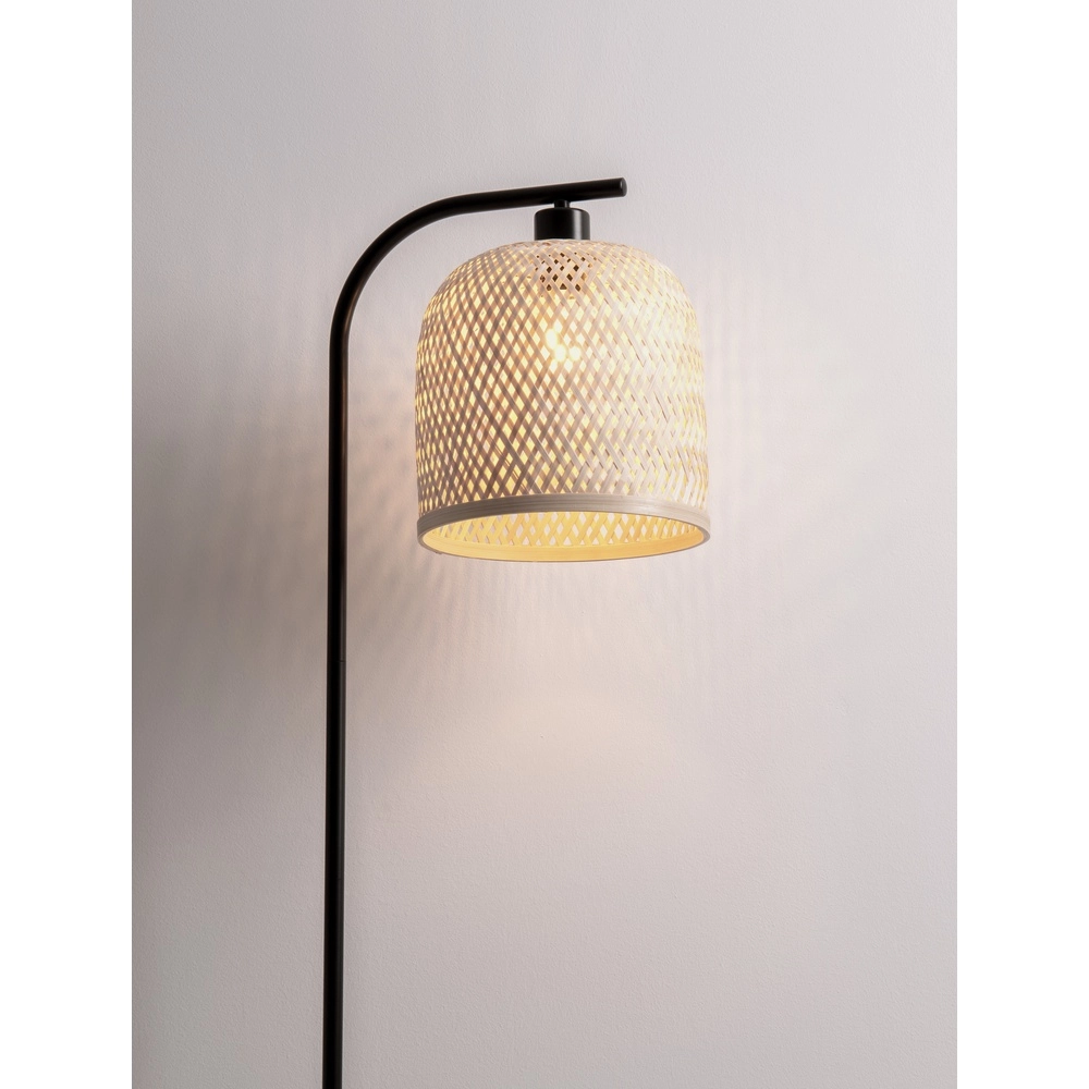 Lampadaire Intra noir avec capuchon en bambou Lyora 5212017454836