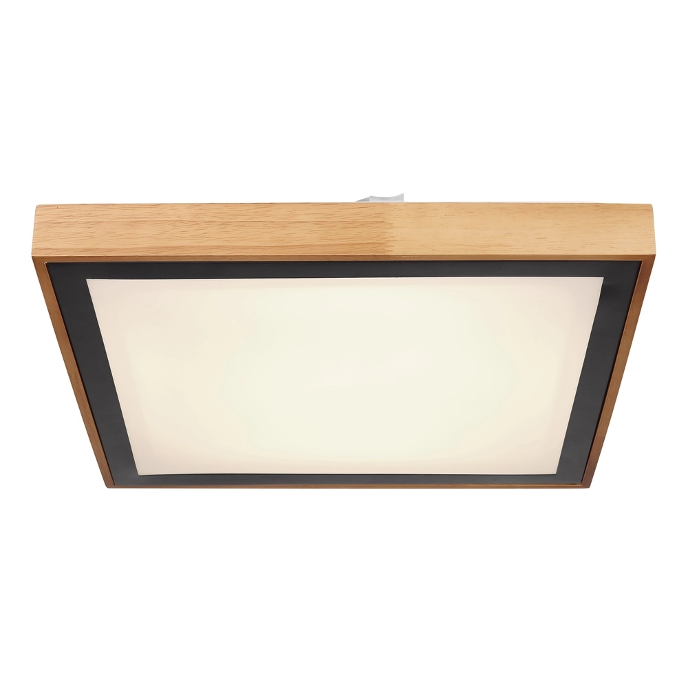 Lampe de plafond Bruno 39 cm carrés noirs avec du bois Globo 9007371433469