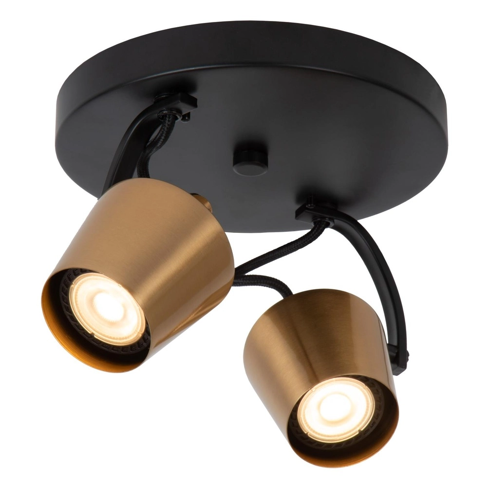 Lampe de plafond à deux lumières Emile noir avec or Lucide 5411212510082