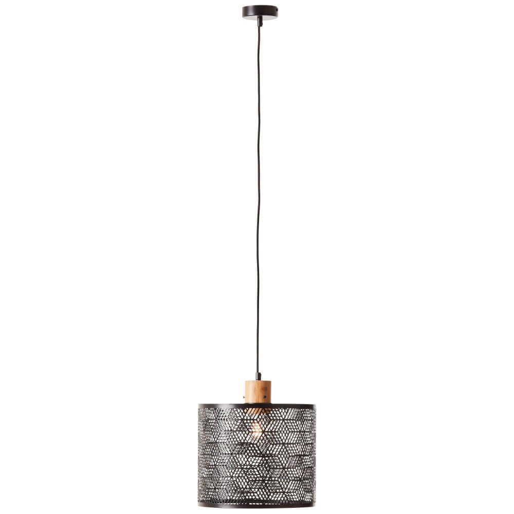 Lampe suspendue Santy 29cm noir avec bois Brilliant 4004353391002