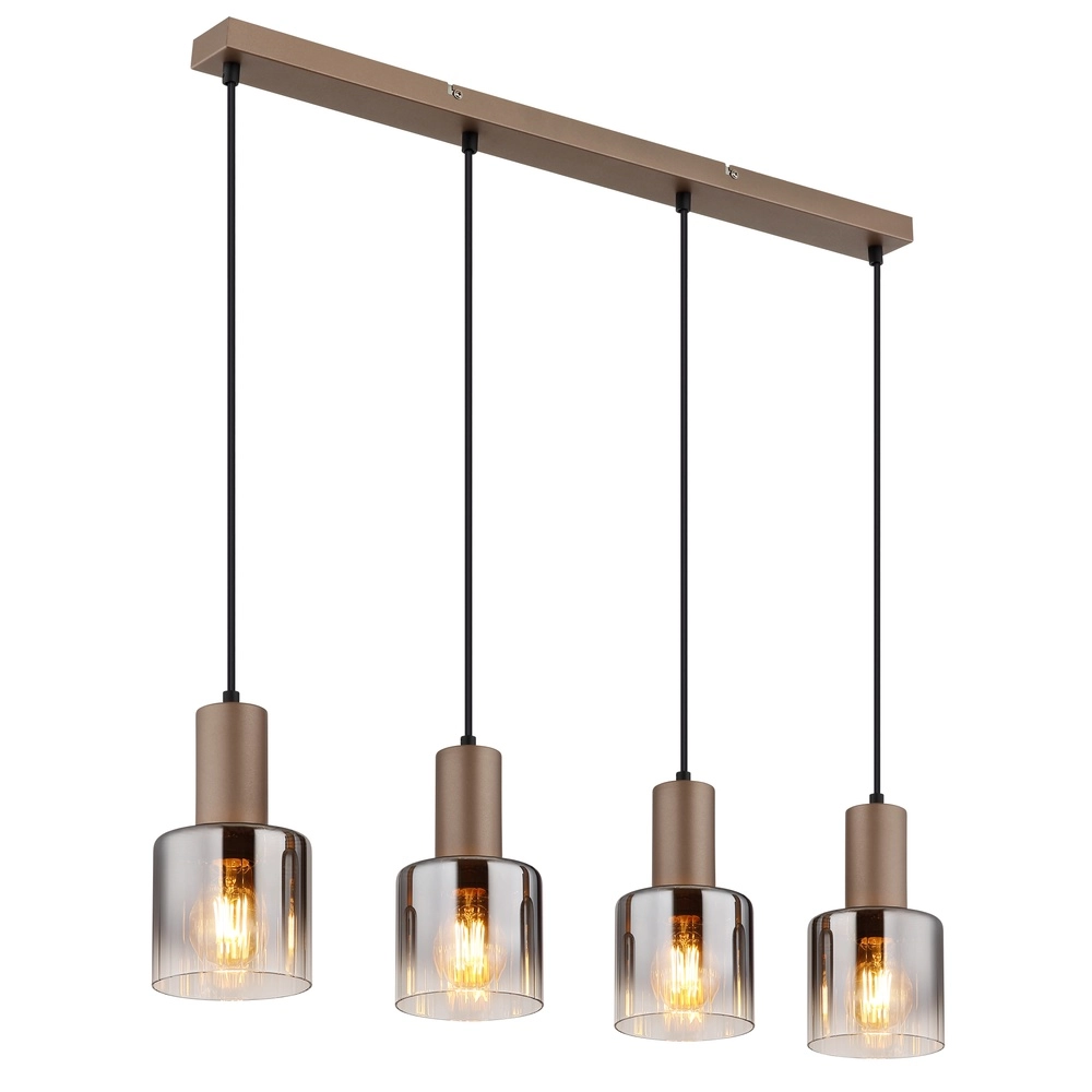 Lampe suspendue Walton Café marron 4 clairs