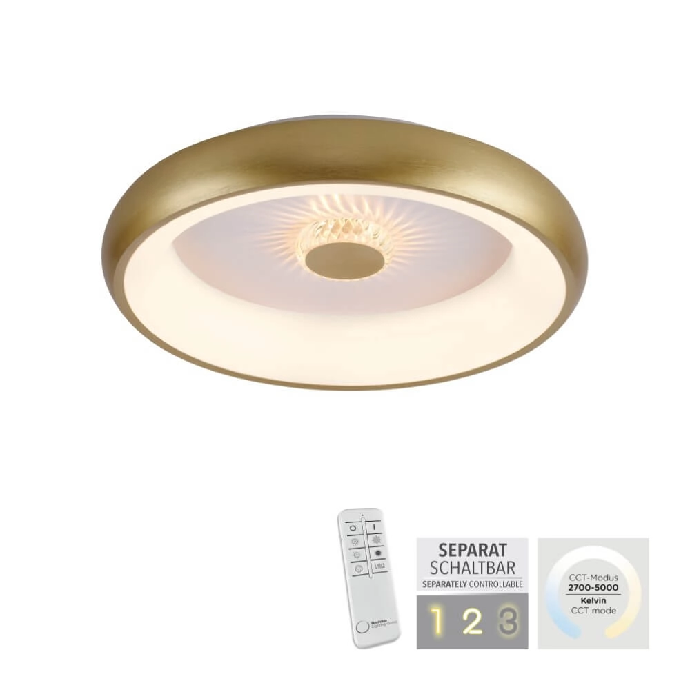 Plafonnier rond Vertigo laiton Ø 46,5cm Just Light 4043689994716