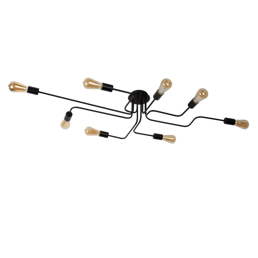 Lampe de plafond Lester Noir à 8 lumières