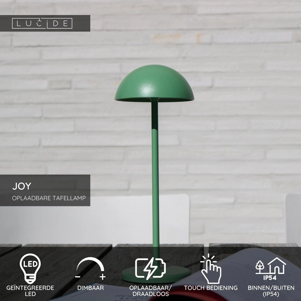 Lampe de table rechargeable Joy IP54 vert Lucide 5411212151964