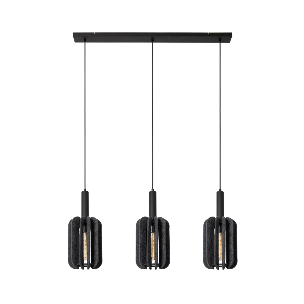 Lampe suspendue élégante Rafal 3-noir clair avec gris