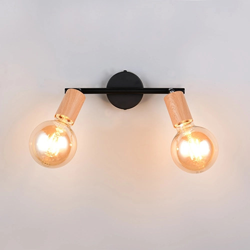 Lampe de plafond Lamego Double noir avec bois Trio 4017807670875