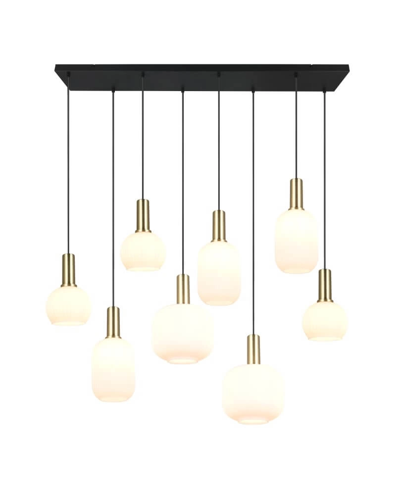 Lampe suspendue pour salle à manger Diva 8 lumières - verre blanc Trio 4017807614527