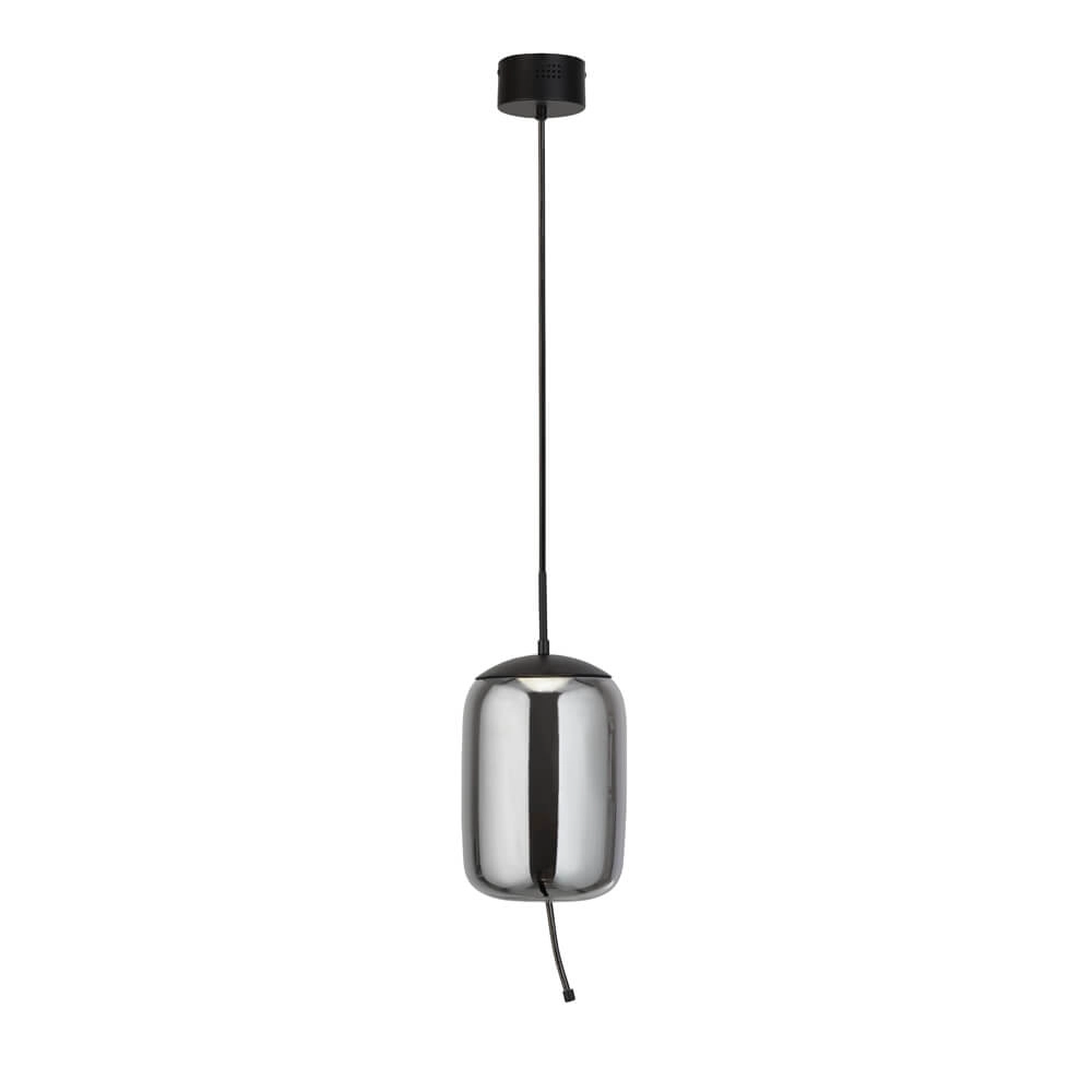 Lampe suspendue Verre Lisbon noir avec verre cylindrique fumé