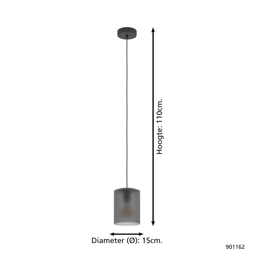 Lampe suspendue Colomera Ø 15 cm - verre dépoli fumé Eglo 9008606307142